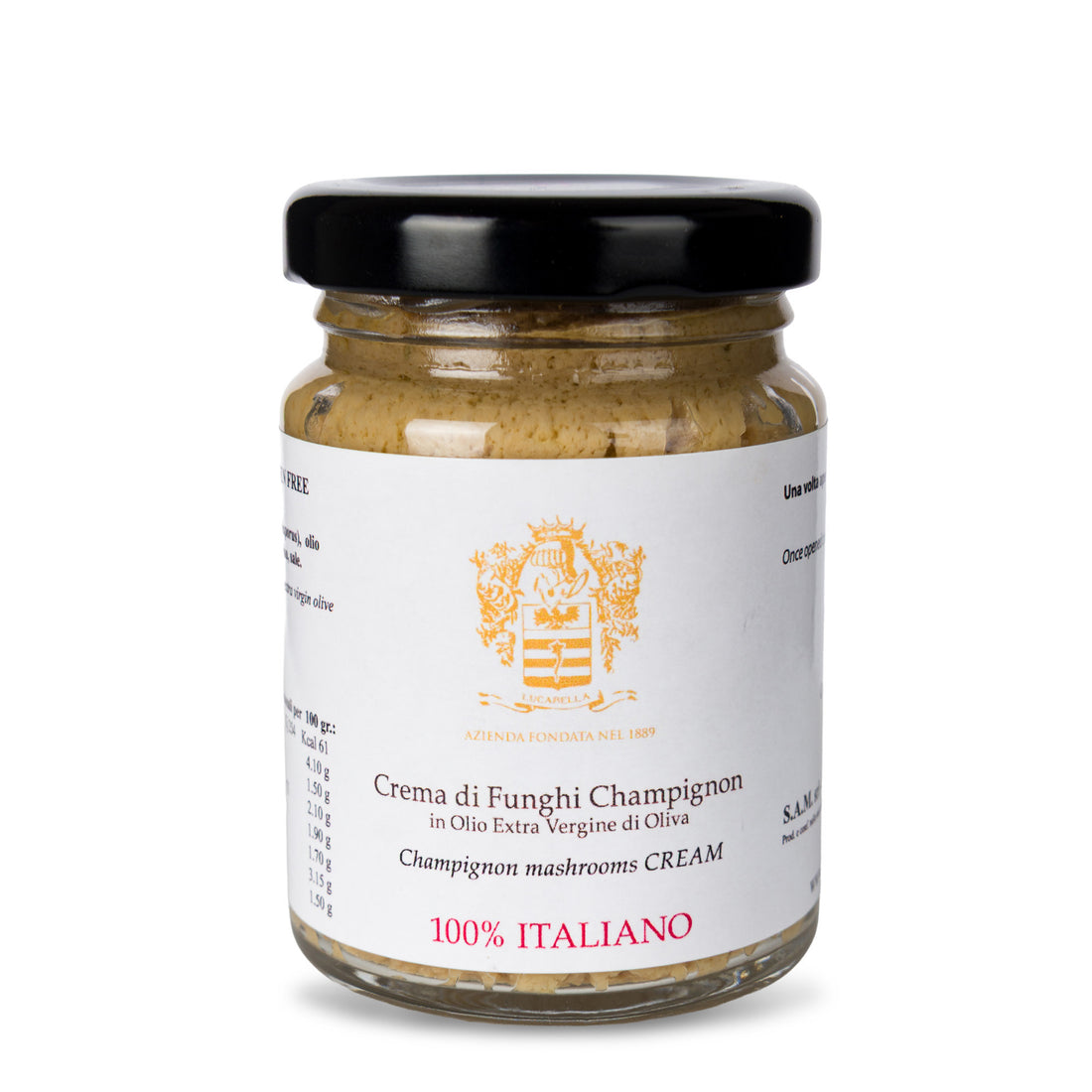 Crema di funghi Champignon all'olio extravergine di oliva 100 gr. - L'Acropoli di Puglia