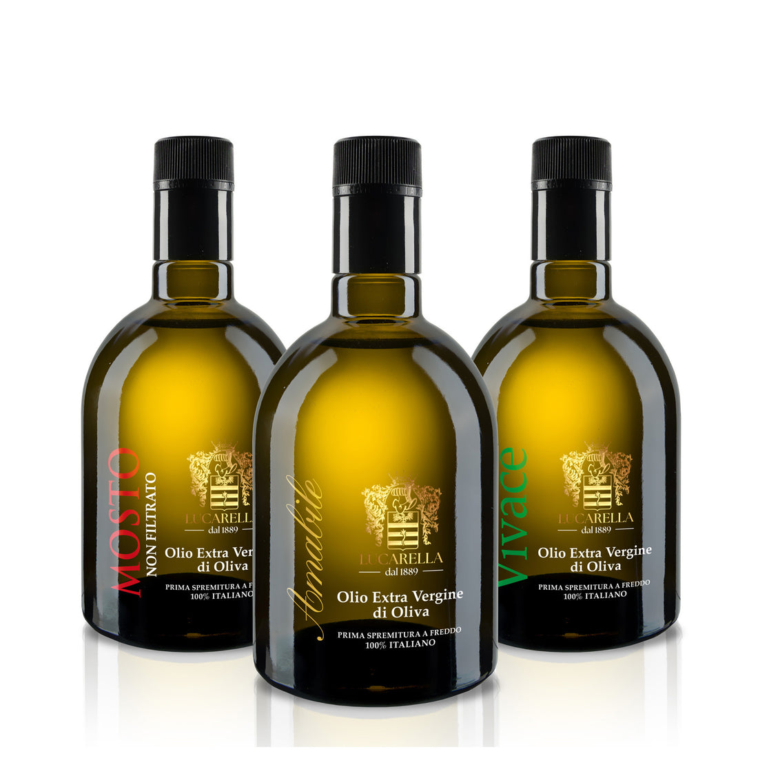 Set da 3 bottiglie Antirabbocco 250 ml di Olio Extra Vergine di Oliva - L'Acropoli di Puglia